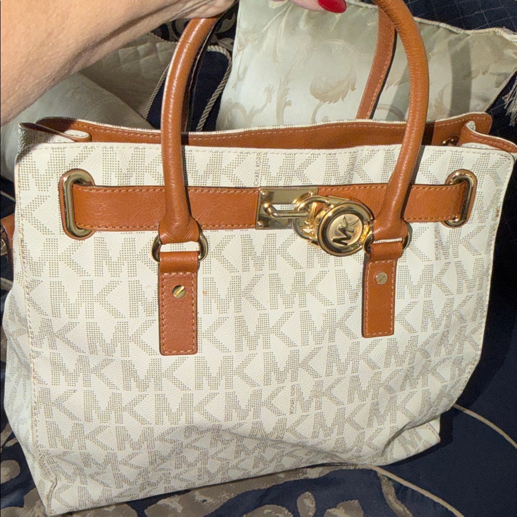 Michael Kors Cream And Tan Signature Tote
